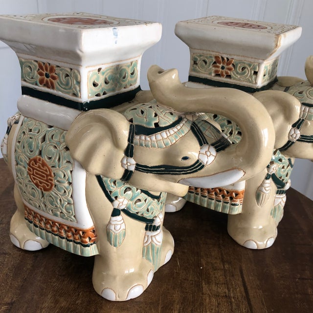 Vintage Ceramic Elephant Plant Stands a Pair Chairish