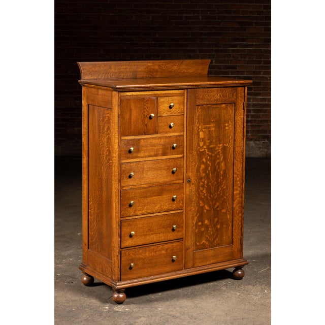 Antique Quarter Sawn Armoire Cabinet by Aurora Furniture Co. For Sale - Image 10 of 14