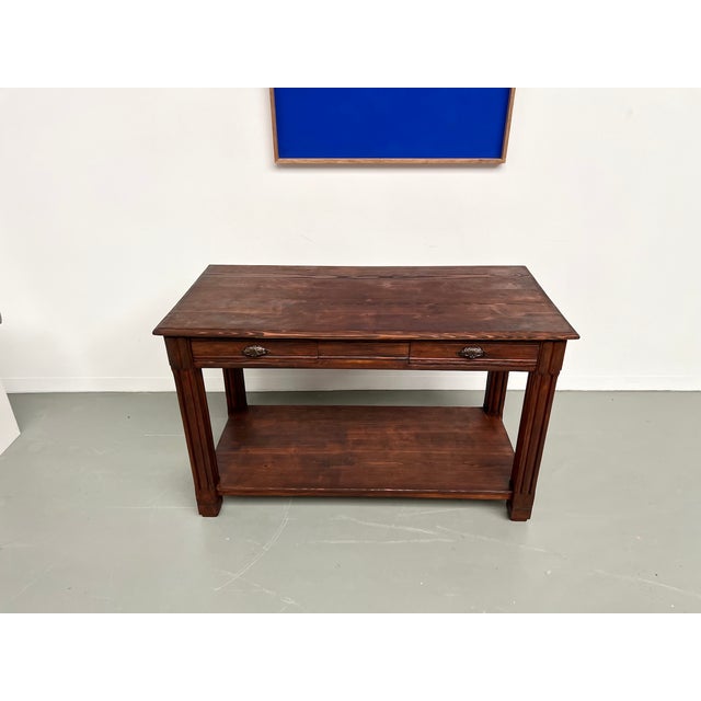 Small Pine Drapery Table, 1950s For Sale - Image 4 of 18