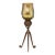 Antique Tiffany Studios Tripod Candlestick With Favrile Glass Shade For Sale