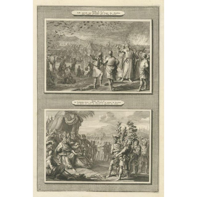 Pieter Mortier, Quails in the Camp and the Spies Return from Canaan, 1700, Engraving For Sale - Image 12 of 12