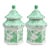 Pair of Mikasa Green & White Chinoiserie Porcelain Pagoda Ginger Jars For Sale