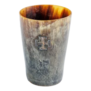 Antique Horn Beaker With Silver Cross, Circa 1880, English