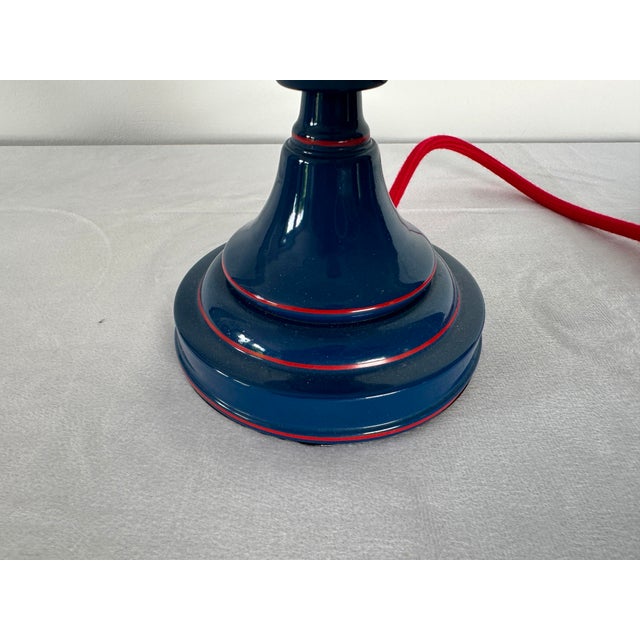 1960s Mid Century Modern Toleware Blue Desk Lamp. For Sale - Image 11 of 11