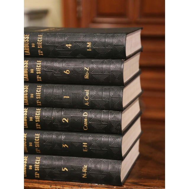 Animal Skin Suite of 6 Early 20th Century French Leather Bound Dictionary Books Dated 1929 For Sale - Image 7 of 12