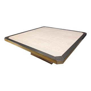 Vintage Travertine and Brass Coffee Table from Belgo Chrom, 1970s For Sale
