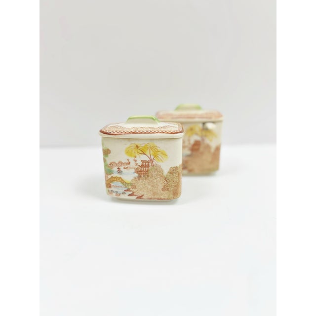 Vintage 12-Piece Oriental Gardens by Brown and Richie Serving Condiment Set (Salt & Pepper Shakers, Condiment Jars With Lids & Spoons, Teapot) For Sale - Image 4 of 10