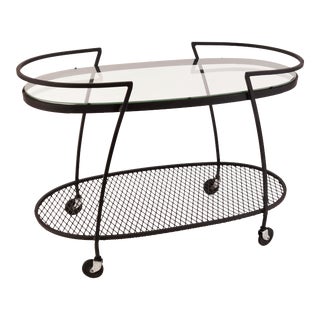 Oval Wrought Iron 'Pinecrest' 1950 Bar Cart by Russell Woodard For Sale