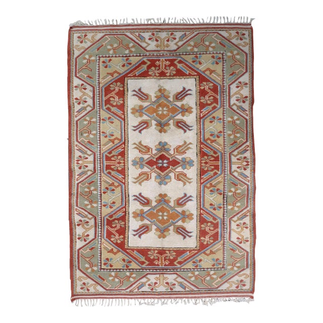 1960s Handmade Vintage Turkish Kars Rug 3.8' X 5.7' For Sale
