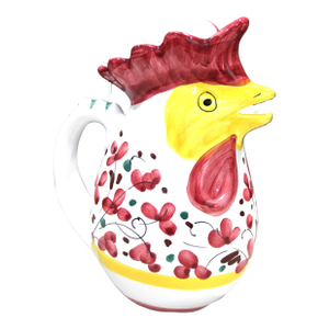 Late 20th Century Deruta Hand Painted Italian Pottery Rooster Pitcher