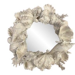 Late 20th Century Naturalistic Shells and Coral Motif Wreath Mirror For Sale