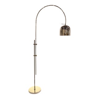 Modern Polished Nickel Arc Floor Lamp For Sale