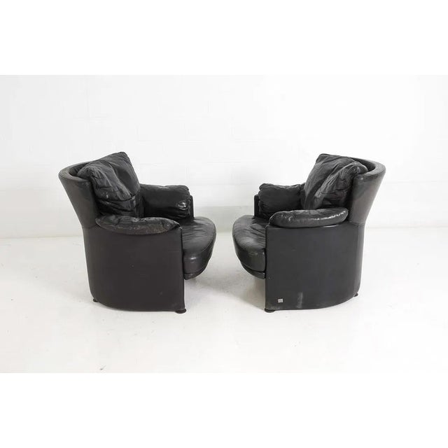 Contemporary Pair Rolf Benz Modern Leather Lounge Chairs For Sale - Image 3 of 11