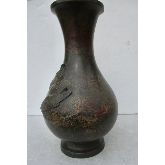 Antique Japanese Bronze Carp Vase For Sale - Image 9 of 13