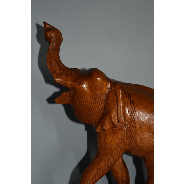 Vtg. Carved Wood Elephant Statue For Sale - Image 11 of 13