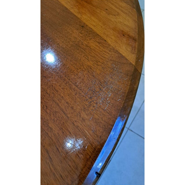 Antique Round Mahogany Dining Table, 42” Turned Legs, Farmhouse Style For Sale - Image 9 of 10