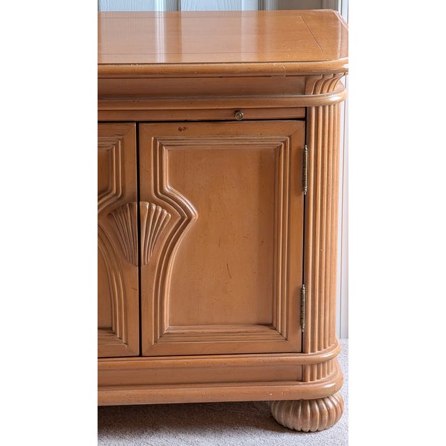 Great Vintage Mid-Century Modern Night Stand...featuring Solid Maple Finish (no veneers or pressed board), lovely Carved...