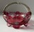 Purple 1950’s Mid-Century Cranberry Floral Glass Basket Attributed to Westmoreland For Sale - Image 8 of 8