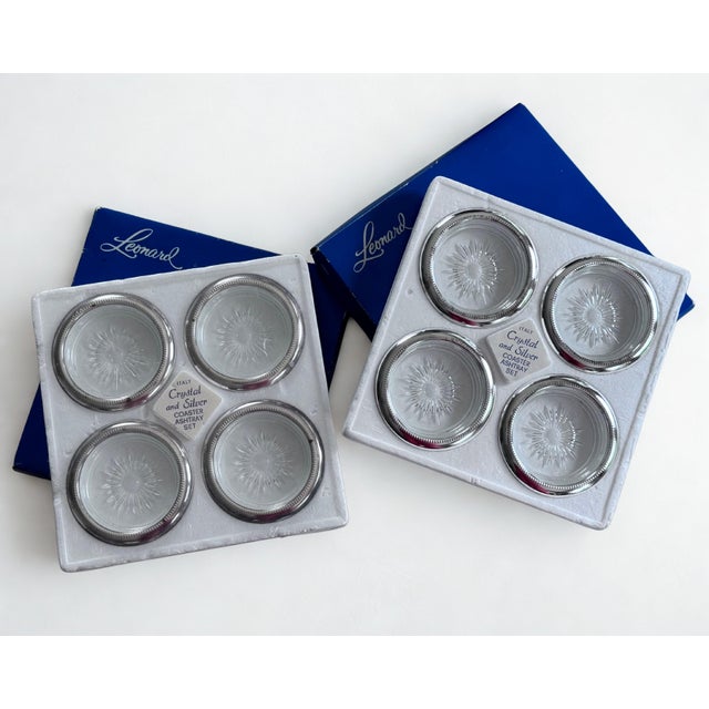 Made in Italy Leonard Florence Silverplate & Crystal Coasters - Set of 8 For Sale - Image 10 of 10