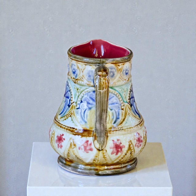 Antique Belgian Majolica Pitcher from Nimy-Les-Mons, 1851 For Sale - Image 4 of 9
