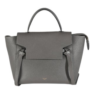 Grey Grained Calfskin Micro Belt Bag For Sale