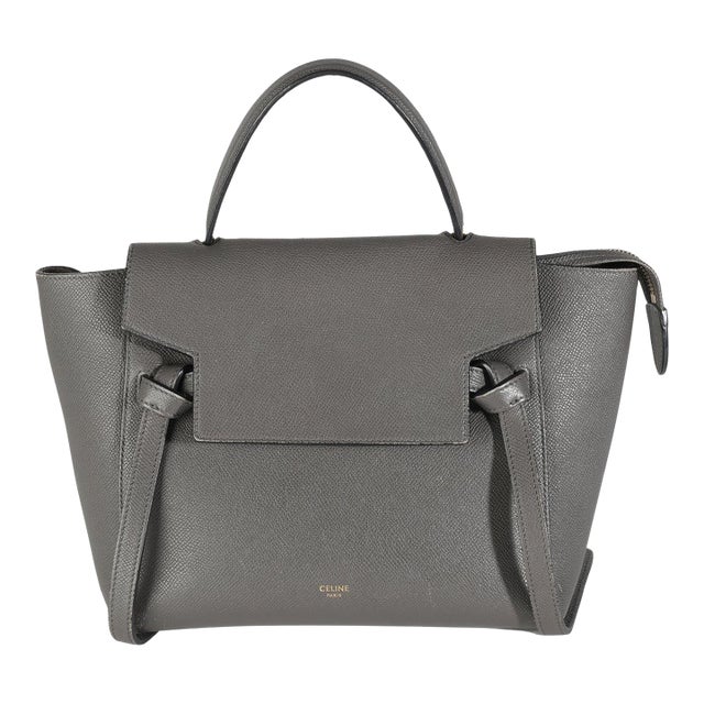 Grey Grained Calfskin Micro Belt Bag For Sale
