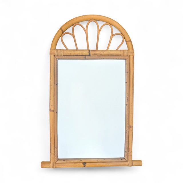 Vintage Bentwood Rattan Arched Wall Mirror For Sale - Image 10 of 12