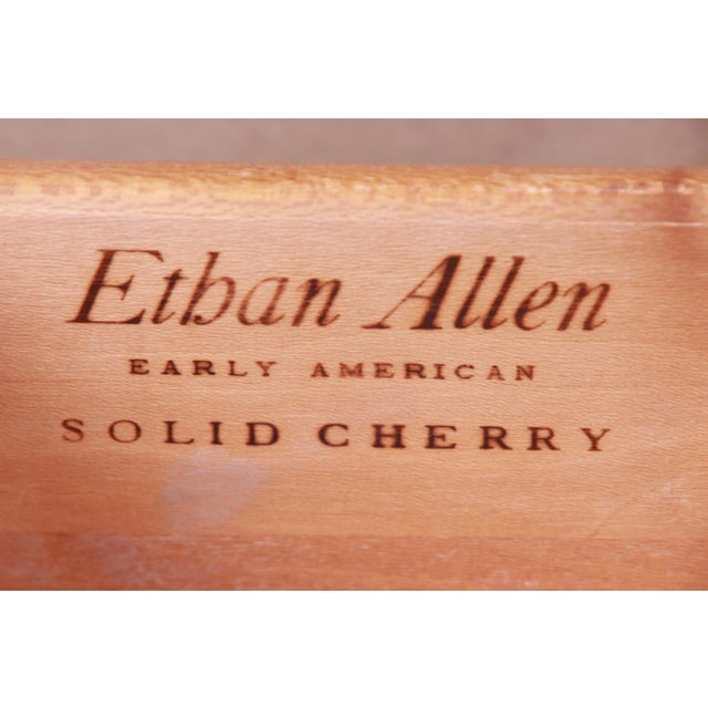 Ethan Allen Early American Queen Anne Solid Cherry Wood Highboy Dresser For Sale - Image 12 of 13