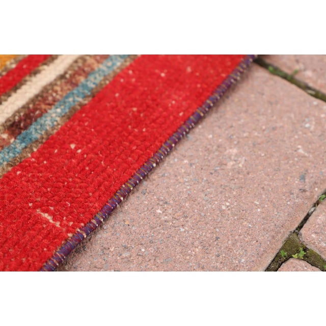 1979 Tribal Red Medallion Runner Rug For Sale - Image 9 of 10