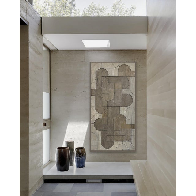 Paint Contemporary Geometric Abstract Oil Painting Neutral Colors by Stephen Cimini For Sale - Image 7 of 7