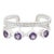 Dainty Amethyst & Zircon Open Cuff Ring in 925 Silver, Size 6 For Sale