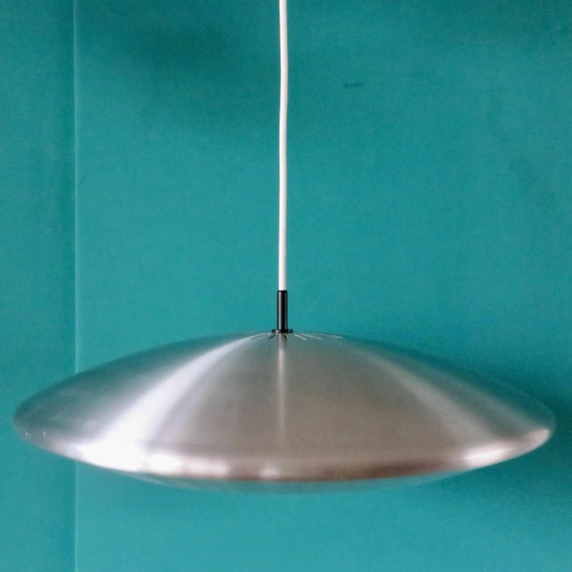 Metal Space Age Silver Diskos Pendant Lamp by Jo Hammerborg for Fog & Mørup, Denmark, 1960s For Sale - Image 7 of 7