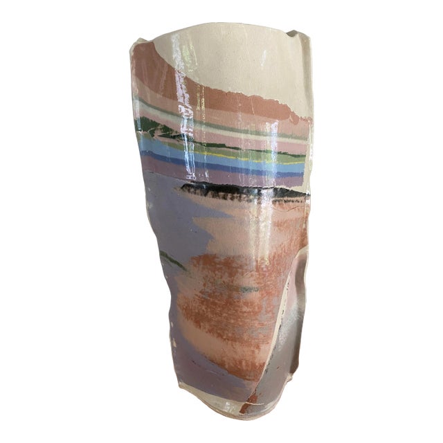 Vintage 1980s Large Abstract Studio Pottery Vase – Signed Kamrass/Kiok Nyc For Sale