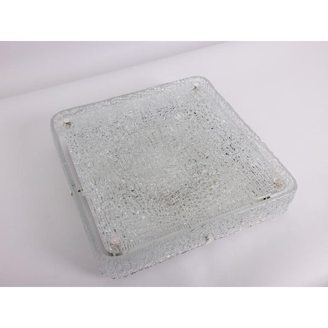 Large Square Murano Ice Glass Flush Mount from Kaiser Leuchten, 1970s For Sale - Image 4 of 11