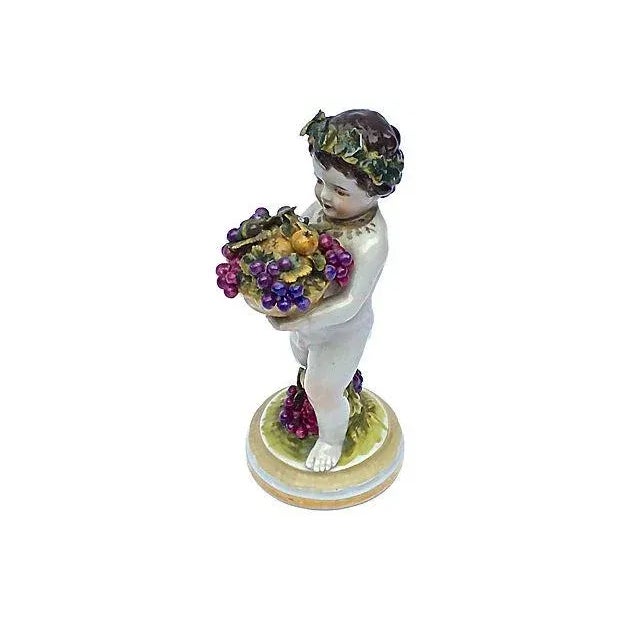 Mid-Century Modern Antique Muller Volkstedt Porcelain Cherub Figurine For Sale - Image 3 of 6