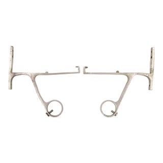 Pair of Vintage Bathroom Nickel Plated Brass Shelf & Towel Brackets For Sale