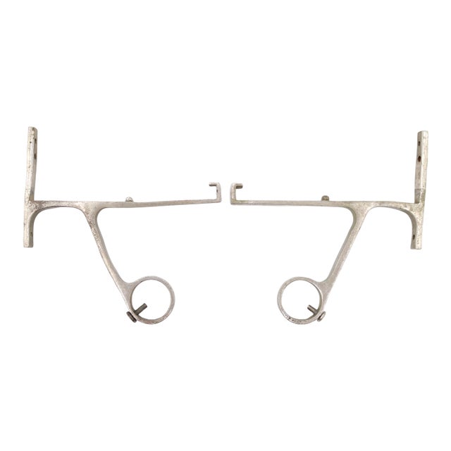 Pair of Vintage Bathroom Nickel Plated Brass Shelf & Towel Brackets For Sale