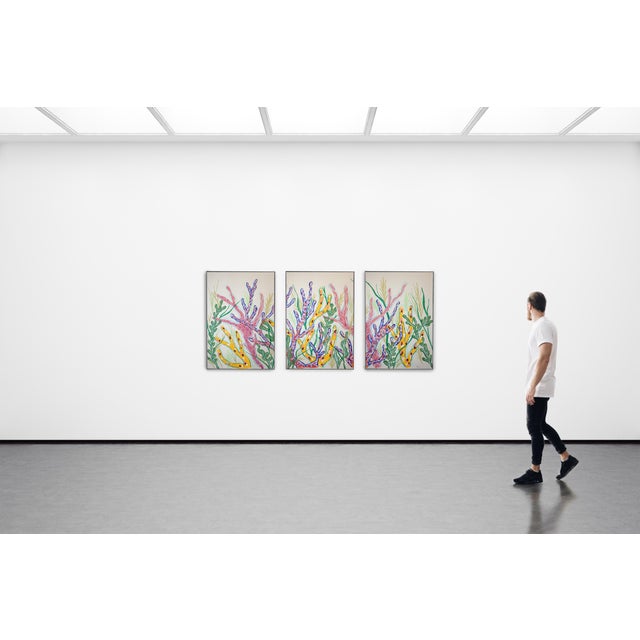 2026, Tropical Corals, Illustration Style Painting Triptych, Modern Seascape, Acrylic Paint on Watercolor Paper by Romina Milano For Sale - Image 11 of 11