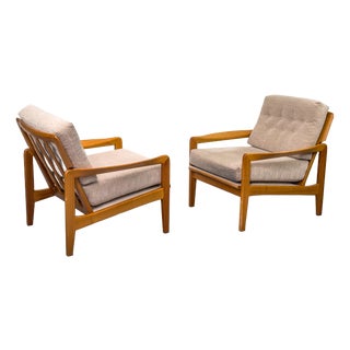 Vintage Cherrywood Lounge Chairs, 1960s, Set of 2 For Sale