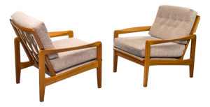 Vintage Cherrywood Lounge Chairs, 1960s, Set of 2