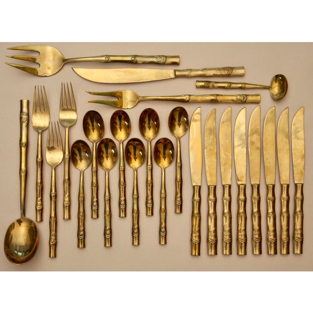 Faux Bamboo Nickel Bronze Flatware 15 Pieces Chairish