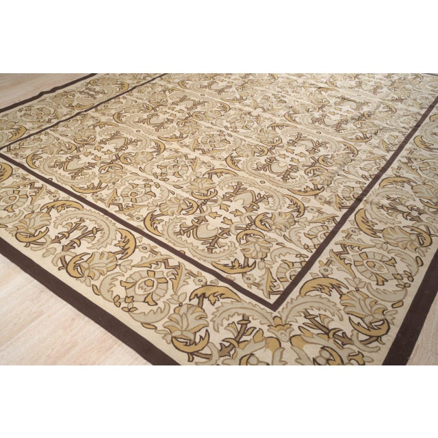 Renaissance 9x12 Vintage Aubusson Flat Weave Wool Rug, Beige Renaissance Scroll For Sale - Image 3 of 11