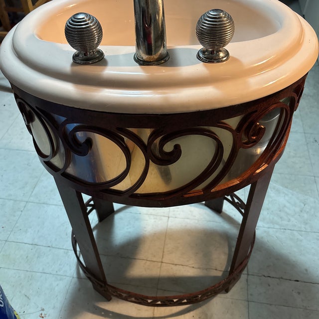 Vintage Bathroom Vanity Sink For Sale - Image 4 of 7