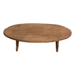 Rustic Wabi-Sabi Wooden Coffee Table For Sale