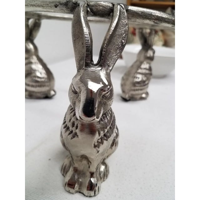Ceramic Serving Bowl With Three Bunnies Stand For Sale - Image 10 of 13