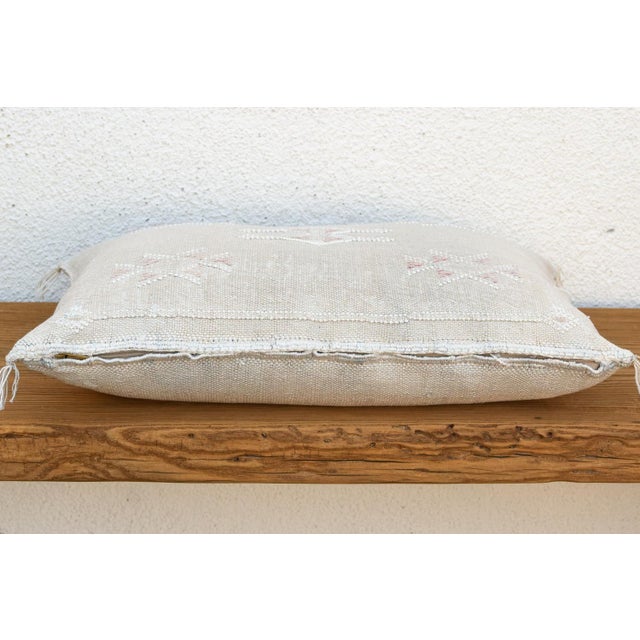 Ivory Diamond Lumbar Moroccan Silk Pillow For Sale In Los Angeles - Image 6 of 8