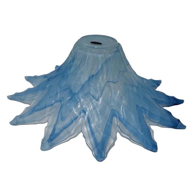 1970s 15" Vintage 1970s Lavorazione Arte Murano Powder Blue Splash Centerpiece Bowl For Sale - Image 5 of 10