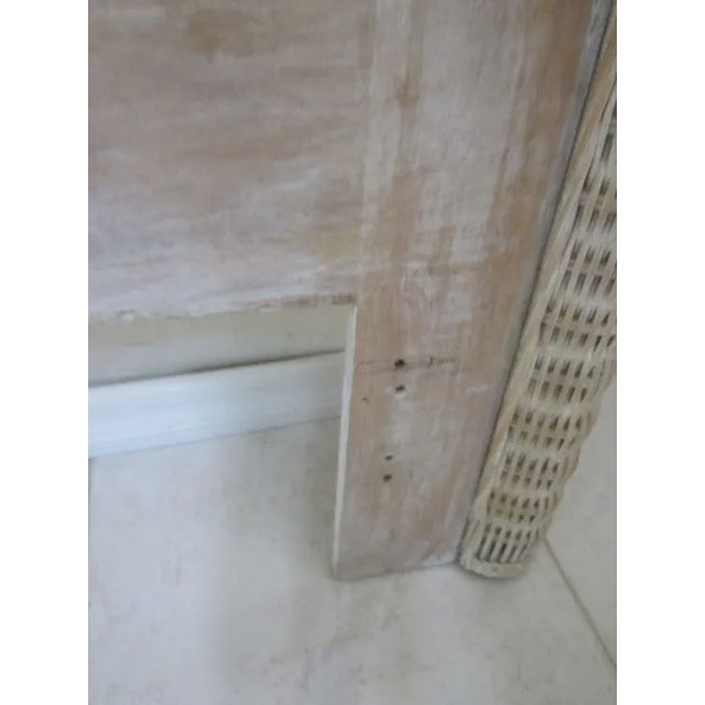 Wood 1980s Wicker Rattan King Headboard Whitewash Coastal Boho Shabby Chic For Sale - Image 7 of 12