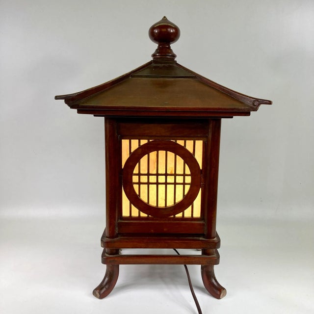Brown Wooden Japanese Indoor Light For Sale - Image 8 of 8