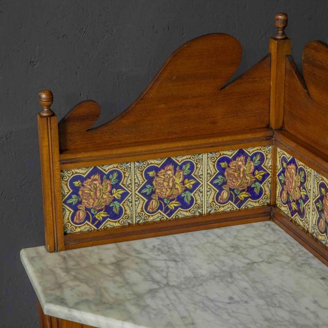 Edwardian Mahogany Corner Washstand For Sale - Image 4 of 12